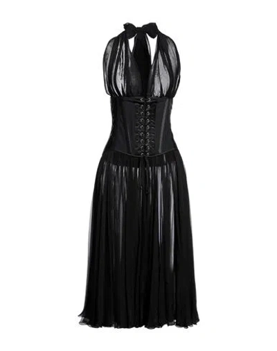 Dolce & Gabbana Woman Midi Dress Black Size 4 Silk, Polyamide, Elastane