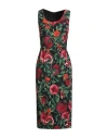 Dolce & Gabbana Woman Midi Dress Black Size 4 Viscose, Elastane In Green