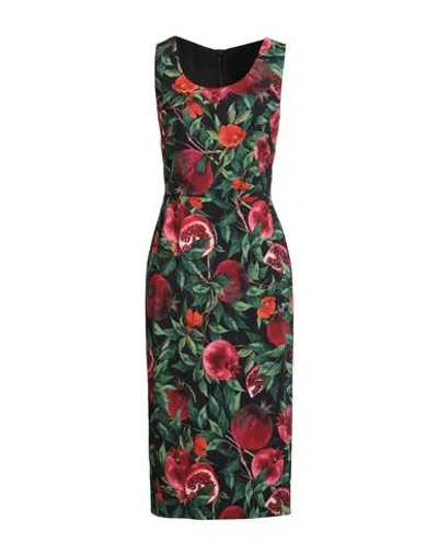Dolce & Gabbana Woman Midi Dress Black Size 4 Viscose, Elastane In Green