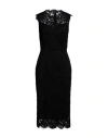 Dolce & Gabbana Longuette Dress In Logoed Stretch Lace In Black