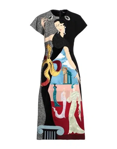 Dolce & Gabbana Woman Midi Dress Black Size 8 Wool, Polyamide, Silk, Rayon, Glass