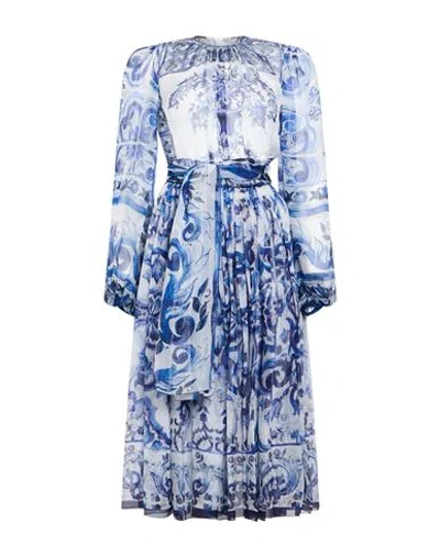 Dolce & Gabbana Woman Midi Dress Blue Size 2 Silk