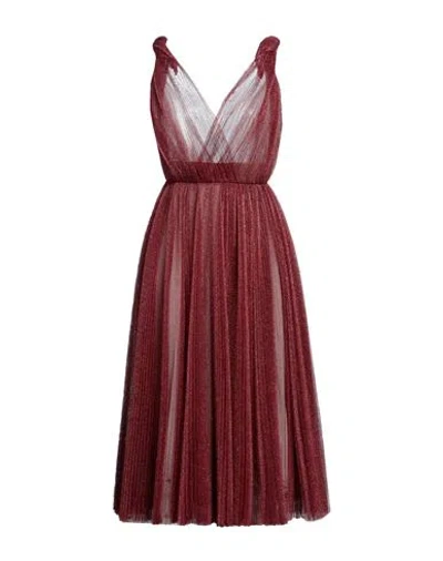 Dolce & Gabbana Woman Midi Dress Brick Size 2 Metallic Polyester, Polyamide, Polyester In Red