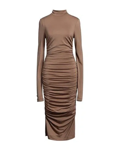 Dolce & Gabbana Woman Midi Dress Camel Size 4 Virgin Wool, Elastane In Beige