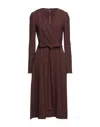 Dolce & Gabbana Wrap-effect Crepe Midi Dress In Brown