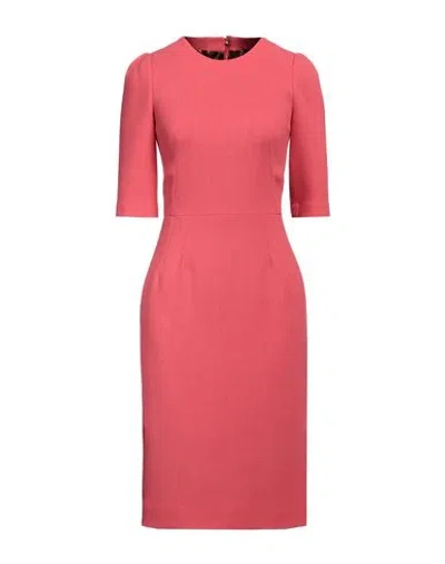 Dolce & Gabbana Woman Midi Dress Coral Size 8 Wool In Red