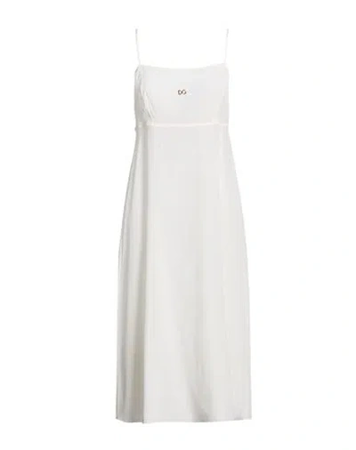 Dolce & Gabbana Woman Midi Dress Cream Size 4 Silk, Cotton, Polyamide, Viscose In White