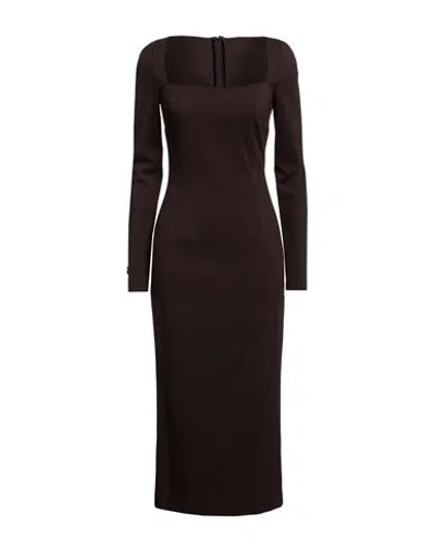 Dolce & Gabbana Woman Midi Dress Dark Brown Size 4 Viscose, Polyamide, Elastane