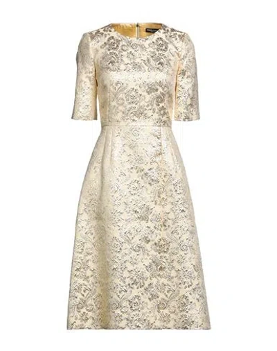 Dolce & Gabbana Woman Midi Dress Gold Size 4 Polyester, Polyamide, Metallic Polyester
