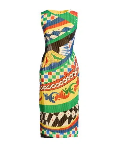 Dolce & Gabbana Woman Midi Dress Green Size 0 Polyester In Multi