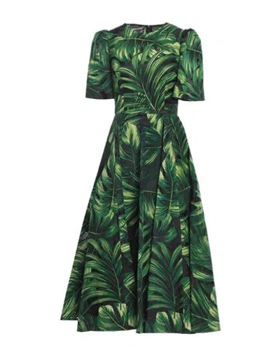 Dolce & Gabbana Woman Midi Dress Green Size 12 Polyamide, Viscose, Silk