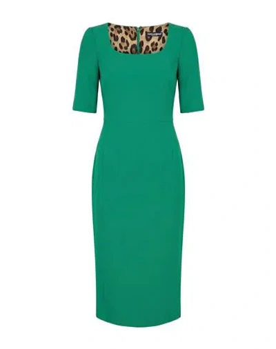 DOLCE & GABBANA DOLCE & GABBANA WOMAN MIDI DRESS GREEN SIZE 2 VISCOSE, ACETATE, ELASTANE