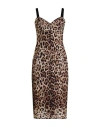 Dolce & Gabbana Woman Midi Dress Khaki Size 8 Polyamide, Elastane In Sand
