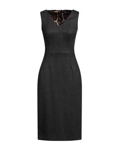 Dolce & Gabbana Woman Midi Dress Lead Size 10 Virgin Wool, Elastane In Grey