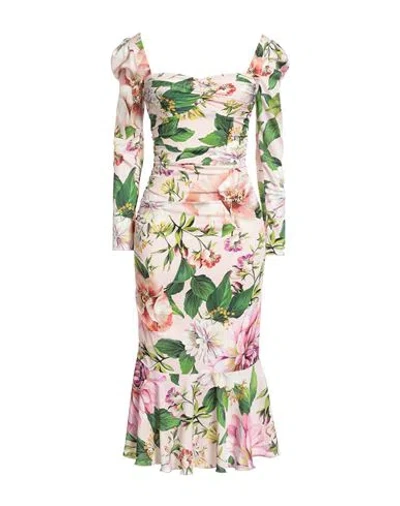 Dolce & Gabbana Woman Midi Dress Light Pink Size 14 Silk, Elastane