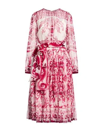 Dolce & Gabbana Woman Midi Dress Magenta Size 0 Silk In Red