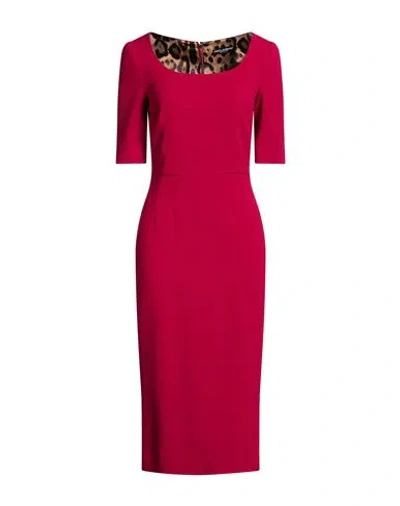 Dolce & Gabbana Woman Midi Dress Magenta Size 8 Viscose, Acetate, Elastane In Red