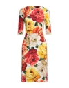 Dolce & Gabbana Woman Midi Dress Marigold Size 4 Viscose, Elastane In Yellow