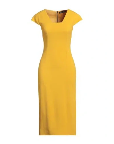 Dolce & Gabbana Woman Midi Dress Marigold Size 6 Viscose, Acetate, Elastane In Yellow