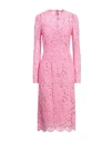 Dolce & Gabbana Midi Dress In Floral Cordonnet Lace In Pink