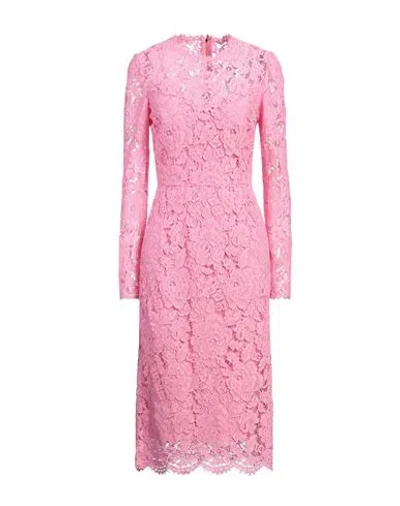 Dolce & Gabbana Lace Dress With Silk Petticoat In Pink