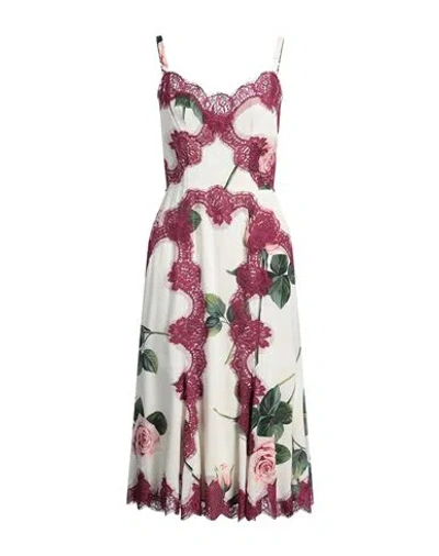 Dolce & Gabbana Woman Midi Dress Burgundy Size 6 Silk, Cotton, Polyamide, Elastane In Purple