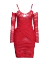 Dolce & Gabbana Red Nylon Stretch Cut Out Midi Dress In Red