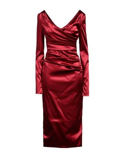 DOLCE & GABBANA DOLCE & GABBANA WOMAN MIDI DRESS RED SIZE 6 ACETATE, POLYAMIDE, ELASTANE