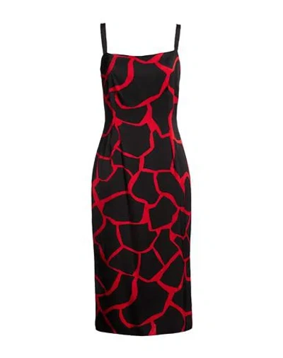 Dolce & Gabbana Woman Midi Dress Red Size 12 Silk, Elastane