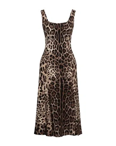 Dolce & Gabbana Woman Midi Dress Sand Size 6 Viscose, Elastane In Beige