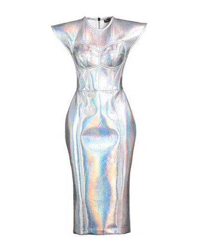 Dolce & Gabbana Woman Midi Dress Silver Size 10 Polyester
