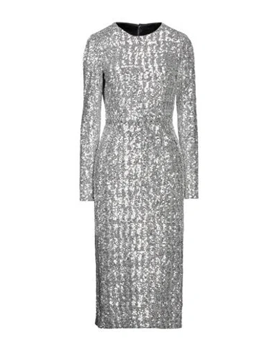 Dolce & Gabbana Woman Midi Dress Silver Size 8 Polyamide, Elastane