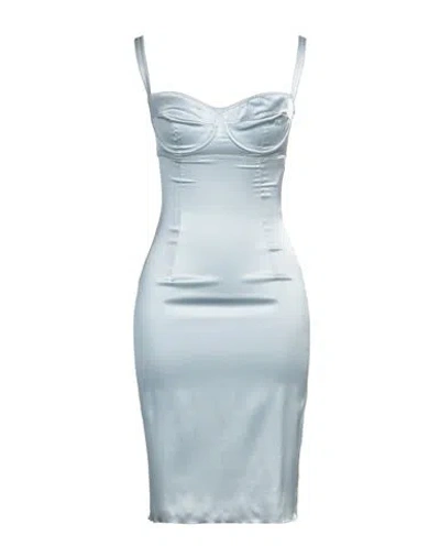 Dolce & Gabbana Woman Midi Dress Sky Blue Size 4 Silk, Polyamide, Cotton, Viscose, Elastane In Blue