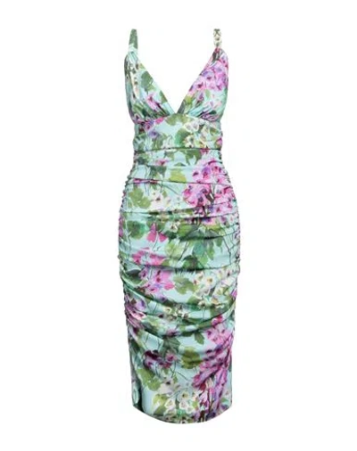 Dolce & Gabbana Woman Midi Dress Sky Blue Size 4 Silk, Elastane