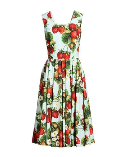 Dolce & Gabbana Woman Midi Dress Sky Blue Size 8 Cotton In Multi