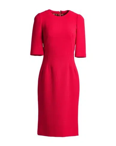 Dolce & Gabbana Woman Midi Dress Tomato Red Size 2 Wool
