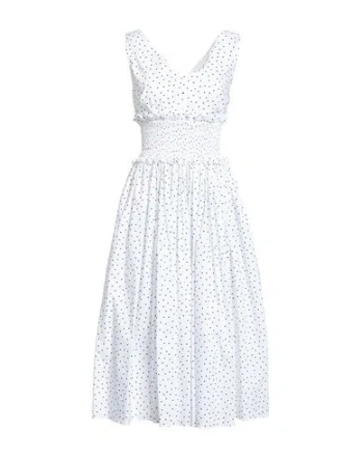 Dolce & Gabbana Woman Midi Dress White Size 8 Cotton, Elastane