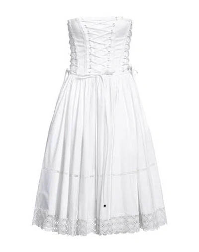 Dolce & Gabbana Woman Midi Dress White Size 8 Cotton, Elastane