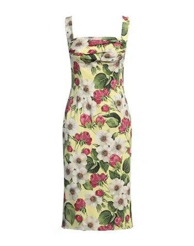 Dolce & Gabbana Woman Midi Dress Yellow Size 2 Silk, Elastane