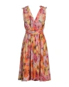 Dolce & Gabbana Multicolor Floral Sleeveless V-neck Midi Dress In Yellow