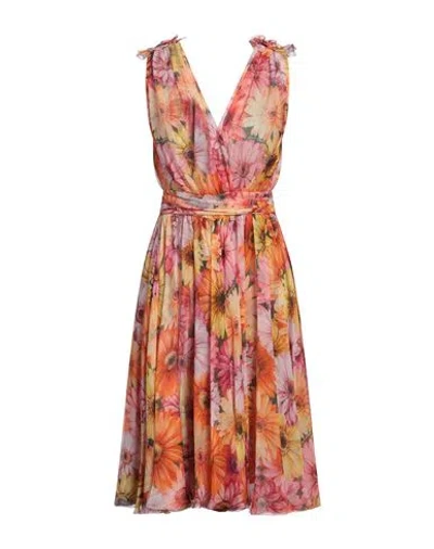 DOLCE & GABBANA DOLCE & GABBANA WOMAN MIDI DRESS YELLOW SIZE 14 SILK