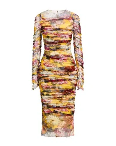 Dolce & Gabbana Woman Midi Dress Yellow Size 14 Cotton