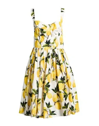 Dolce & Gabbana Woman Midi Dress Yellow Size 16 Cotton