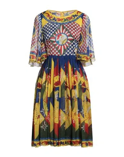 Dolce & Gabbana Woman Midi Dress Yellow Size 4 Silk