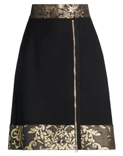 Dolce & Gabbana Woman Midi Skirt Black Size 10 Virgin Wool, Polyester, Metallic Polyester