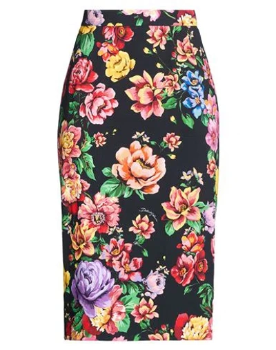 Dolce & Gabbana Woman Midi Skirt Black Size 12 Viscose, Elastane In Multi