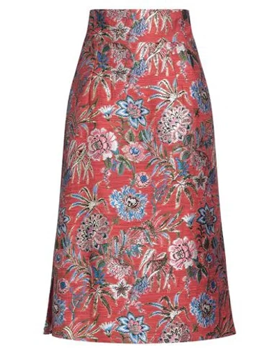 Dolce & Gabbana Woman Midi Skirt Brick Size 6 Polyester, Cotton, Polyamide, Metallic Polyester In Red