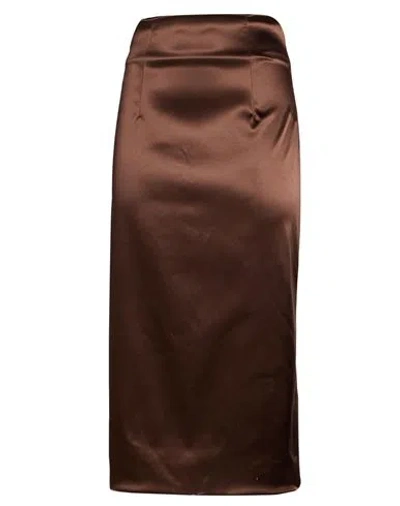 Dolce & Gabbana Woman Midi Skirt Chocolate Brown Size 4 Acetate, Polyamide, Elastane