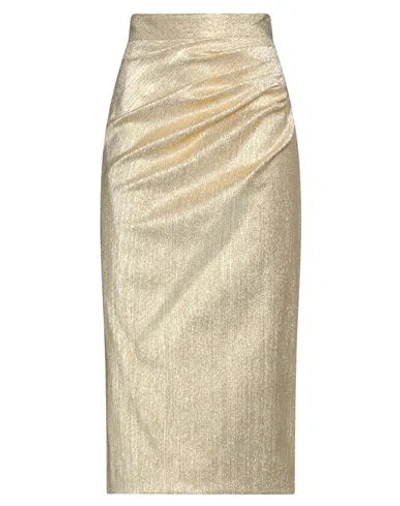 Dolce & Gabbana Woman Midi Skirt Gold Size 14 Silk, Polyester, Elastane