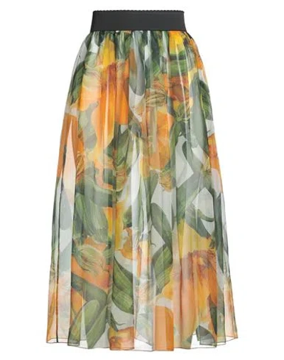 Dolce & Gabbana Woman Midi Skirt Green Size 14 Silk